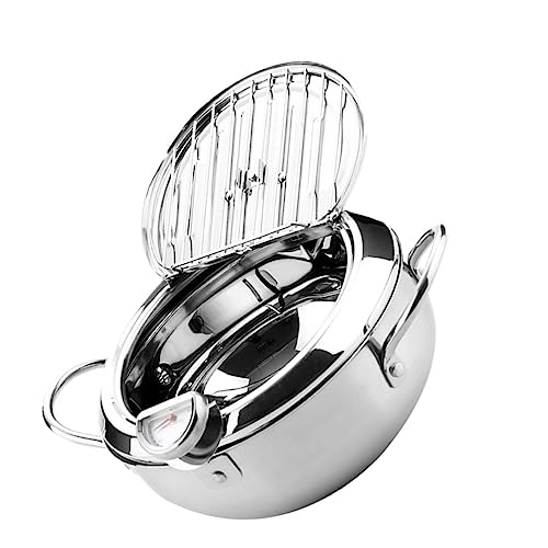 Deep Fryers Induction Hob Ready Lightweight Stainless Steel Frying Pot Temperature Gauge for Deep Frying
