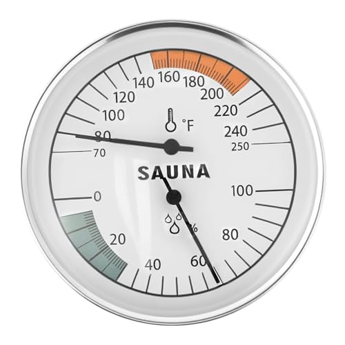 Sauna Thermometer Hygrometer,Hochpräziser,Wandmontierte Saunauhr,Gut Ablesbarer Wandtemperaturmonitor,Saunazubehör,Zuhause,Hotel(silber)