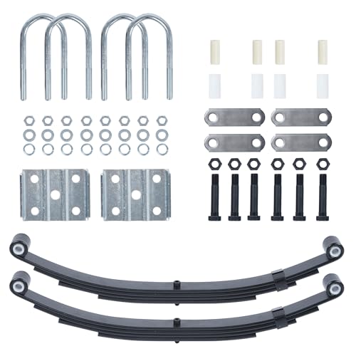 Trailer Leaf Spring Kit 4 Leaf 1750lb Capacity Double Eye Spring for 3500lb Trailer Leaf Springs for Trailer Axle Hanger Kit with U-Bolt Kit
