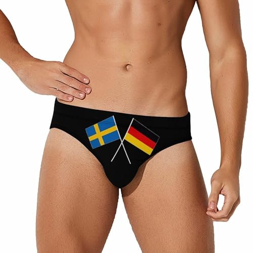 German Swedish Friendship Flag Men's Swim Brief Sexy Bikini Swimwear Swimsuit Trunks Bathing Suits
