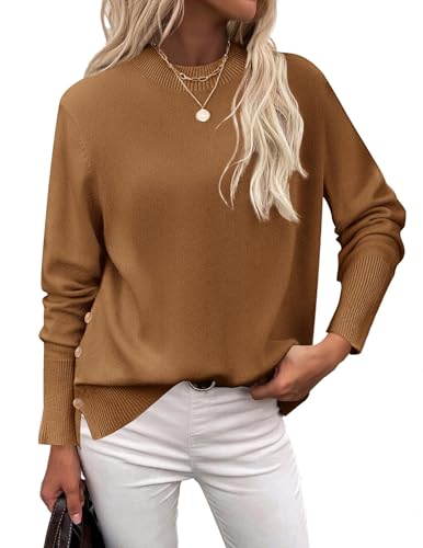 Zeagoo Women's Sweaters Loose Knit Side Button 2025 Fall Fashion Trendy Casual Pullover Tops Clothes