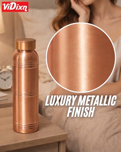 Image of Pure Copper Water Bottle 950ml - Ayurvedic Tamra Jal Bottle, Boosts Immunity, Improves Digestion, Leakproof Copper Bottle for Home, Office, Gym & Travel