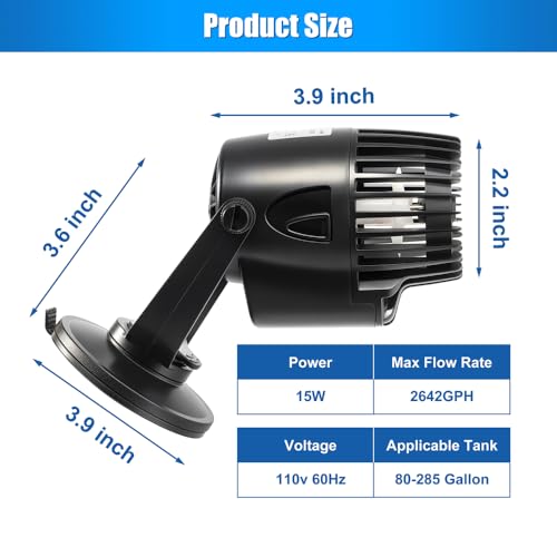Image of DaToo 2642GPH Mini Aquarium Circulation Pump Ultra-quiet Fish Tank Wave Maker With Suction Cup 360 Degree Rotatable Aquarium Power Head Submersible Water Pump For Freshwater And Saltwater