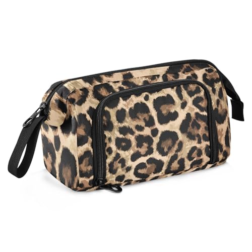 Image of Bolaz Big Capacity Pencil Pen Case Pouch Bag School College Office Organizer for Teens Girls Adults Student-Brow-black Leopard Print