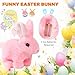 Vizela Bunby Realistic Rabbit Toy,Easter Realistic Rabbit Toys,Realistic Bunny Can Walk and Talk,Interactive Plush Bunny,Hops,Twitches & Wiggles Ears,Lifelike Movements,Easter Gift(White)