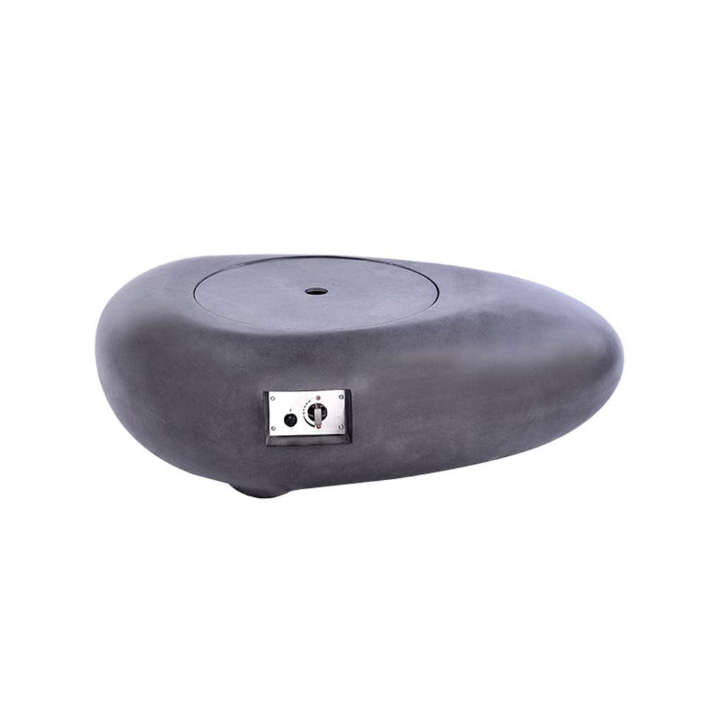 Riscaldatore a gas per esterno ATENA | Stufa a pavimento da 14 kW (120mq) con coperchio bruciatore e copertura antipioggia + Pietra e Legna decorativa
