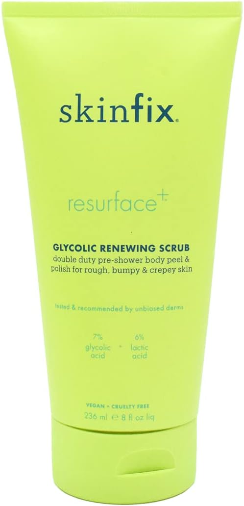 Skinfix Resurface+ Glycolic Renewing Scrub: A Double-Duty AHA BHA Exfoliant Scrub & Body Peel to Visibly Polish, Refine, Brighten & Smooth Rough, Bumpy & Crepey Skin Caused KP-Prone Skin, 8 Fl Oz