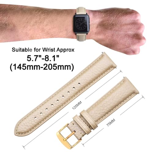 Image of ANNEFIT Watch Band 14mm, Quick Release Textured Padded Leather Straps with Gold Buckle for Men and Women (Gold)