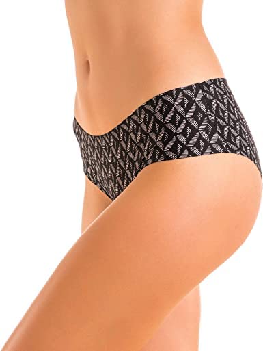 Image of SHAPERX Women /Girls Seamless Ice Silk Invisible No Show Laser Cut Hipster Underwear Medium Waist Soft and Breathable Printed Panty Set Pack of 5