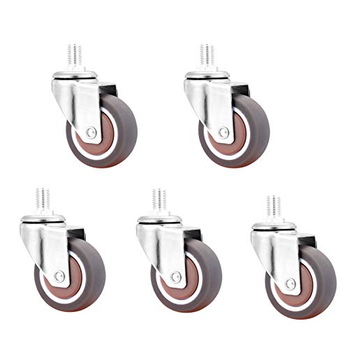5 Pcs 2 Pouces Roulettes De Chaise De Bureau Tige Filetée M10,Roulettes De Meubles De CaoutchoucRoulettes Universelles De 360 ​​Degrés Roulettes De Rechange Silencieuses