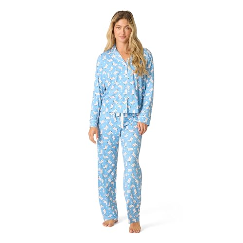 P.J. Salvage Women's [Amazon Exclusive] Cloud Jersey 2-Piece Pj Set, Moonlight Blue, Medium