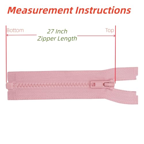 Image of YaHoGa 2PCS #5 27 inch Separating Jacket Zippers for Sewing Coats Jacket Zipper Replacement Pink Plastic Zippers Bulk (27 inch Pink)