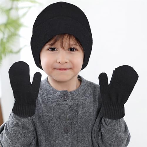 Cute Baby Winter Hat Mittens Set Toddler Beanie Hat Unisex Infant Warm Cap with Gloves for Cold Weather Boys Girls2