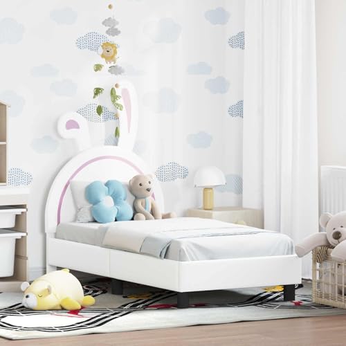 IKAYAA Cama para Niños 70 x 140 cm Estructura de Cama Infantil para Dormitorio Blanco Type-2