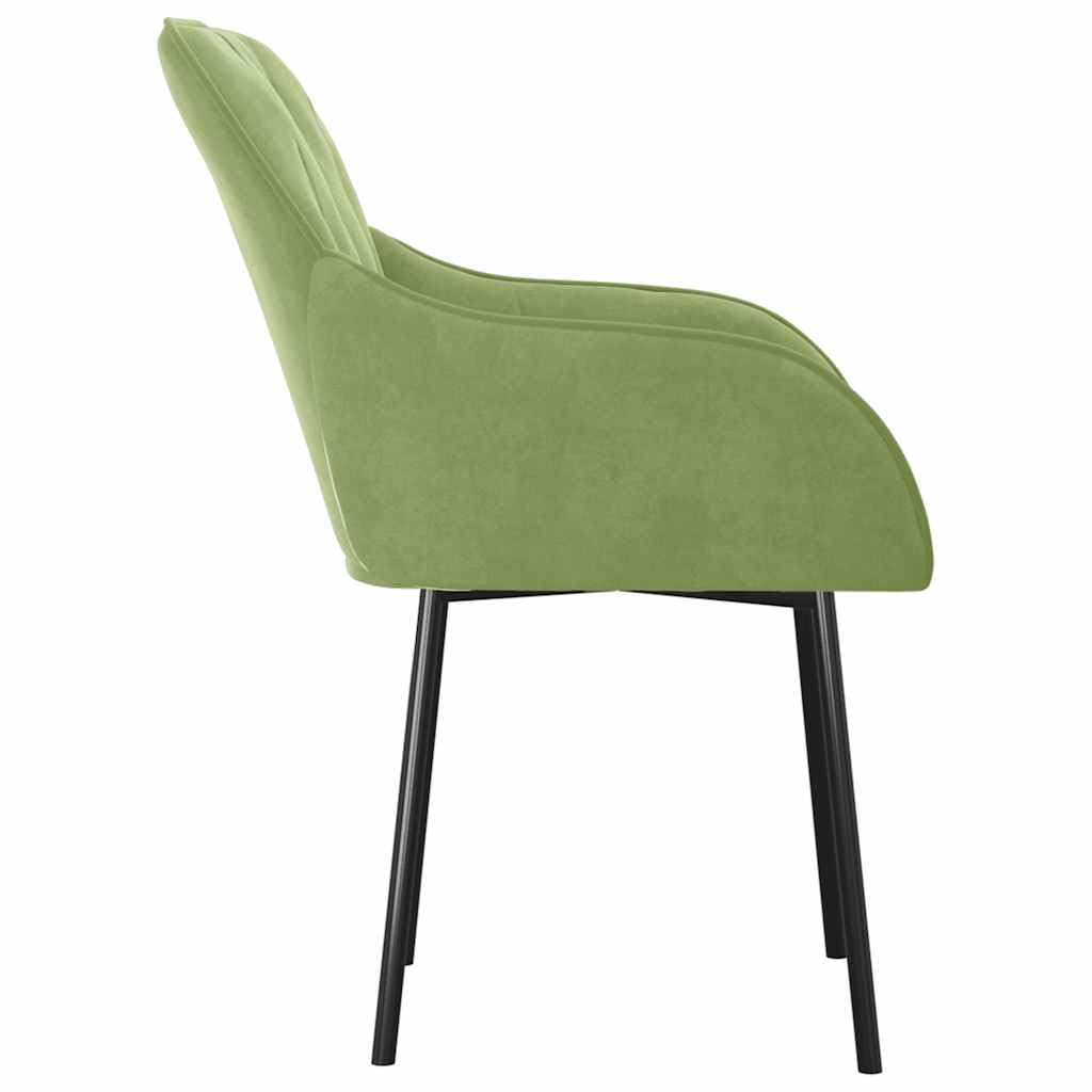 2 Pezzi Sedie da Pranzo Verde Chiaro in Velluto Morbido con Struttura Metallica Robusta, Design Elegante per Soggiorno e Cucina, Comode con Braccioli e Schienale Imbottiti,