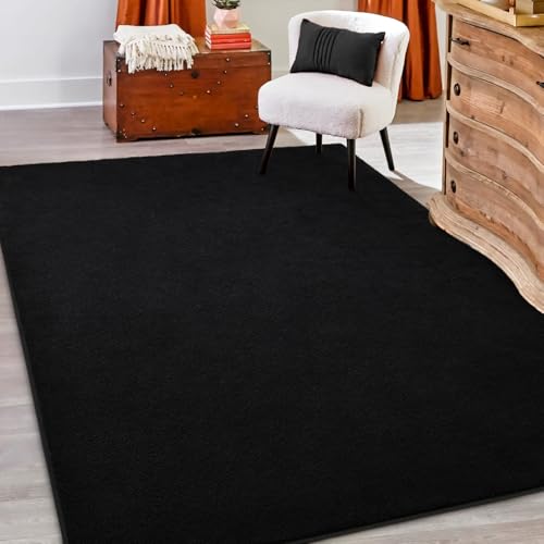 Tapete decorativo negro Hutha 4x6 pies miniatura 4