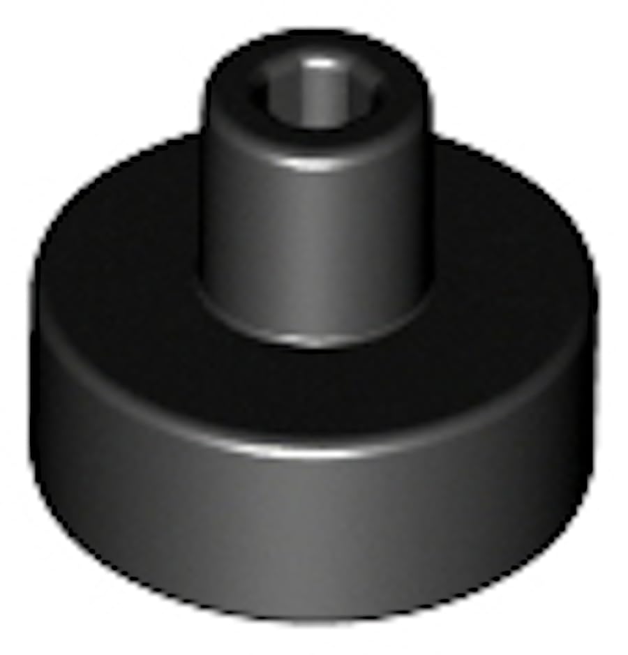 LEGO Tile, Round 1 x 1, Bar and Pin Holder, Part 20482 (Black, 100, Bricks)