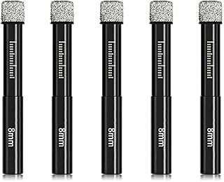 8mm Porcelain Tile Drill Bit,Dry Diamond Drill Bits Set,Professional Drill Bit for for Glass, Granite,Ceramic Tile (not for Wood), Round Shank with Wax Core for Cool Heat Dissipation,5pcs