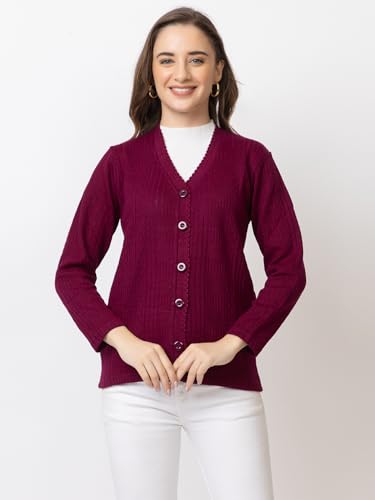 Image of Women's Warm Woolen Cardigan - Stylish Full Sleeve Knitwear for Winter, Cozy & Elegant Sweater