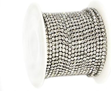 THREE TO ONE Rhinestone Crystal Claw Chain Clear Beaded Trim Sewing Craft for DIY crafting 32.8 Feet Color White Jewels 2MM
