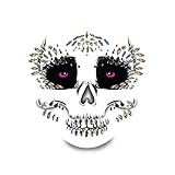Neva Nude Skull Face Crystal Jewel Sparkly Face Sticker for Festivals, Raves, Parties, Lingerie and More, Medical Grade Adhesive, Waterproof and Sweatproof, Made in USA