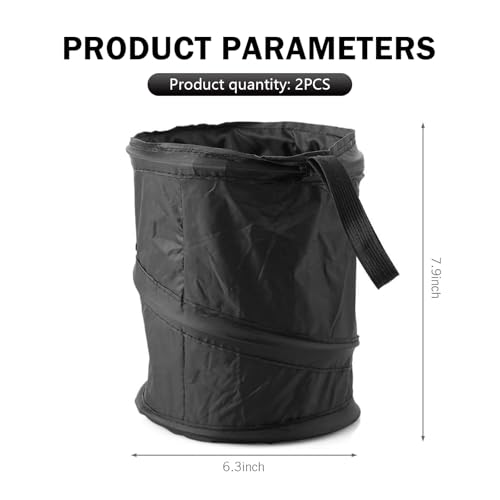 Image of Shakas Car Trash Can, Pop-up Collapsible Car Trash Bin, Waterproof Hanging Car Trash Bag, Portable Foldable Multifunctional Accessories Car Trash Bin (Black)