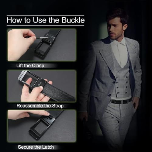Image of Contacts Automatic Belt Buckles for Men - Ratchet Belt Strap Replacement or Custom Fit, Fits Waist 28-42 Inches - No Strap Included