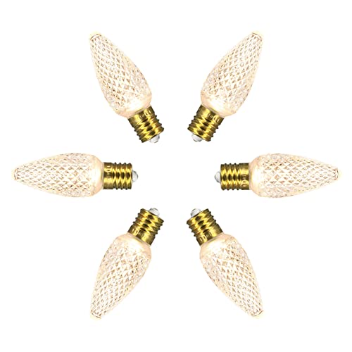 C9 Strawberry Led Bulb, C9 Led Replacement Christmas Bulb For Light String, E12 Candle Holder Base, Commercial-Grade Dimmable Holiday Bulb, Warm White, Pack Of 5 #TOP3