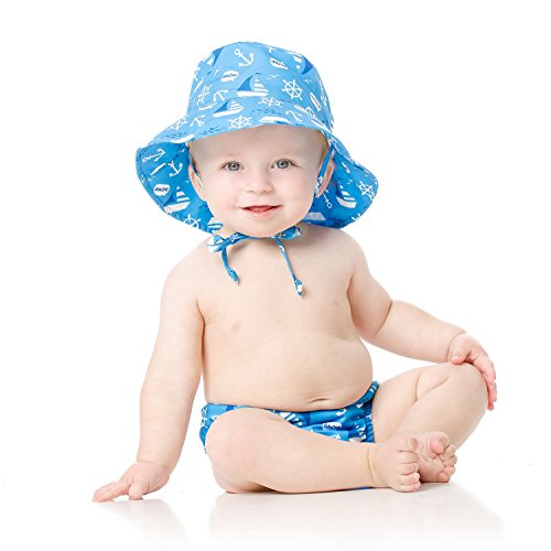 Bumkins Reusable Swim Diaper And Hat, Upf +50, Ahoy, 24 Months #TOP2