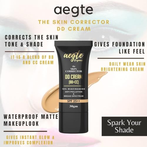 aegte Organics Skin Corrector Matte Dd Cream (Bb+Cc) Broad Spectrum Spf 25++ Long Lasting Coverage Lightweight & Hydrating (Light) - Image 2