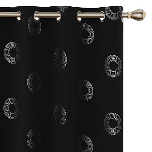 UMI by Amazon Cortinas Salon Opaca de Dibujos Rquillos con Ollaos 2 Piezas 117x183cm Negro