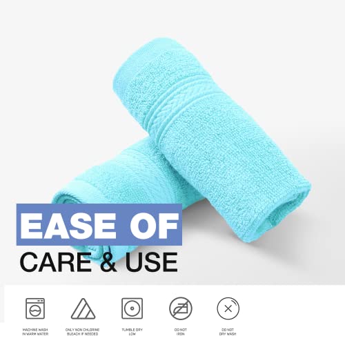 Bht Towels - 100% Cotton Thick & Large 600 Gsm Hand Towel - Genuine Ringspun, Luxury Hotel & Spa Quality (Set Of 4 Hand Towels, Light Turquoise) #TOP4