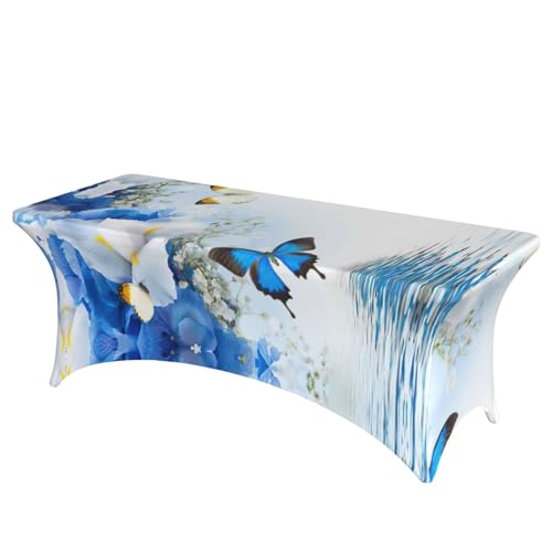 Nappe extensible en élasthanne imprimé fleurs papillons 1,8m - 2