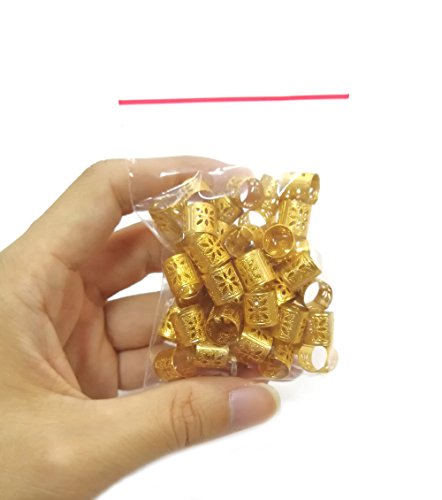 50 Pieces Dreadlocks Beads Hair Braid Cuffs Dreads Lock Ring Adjustable Hair Clip