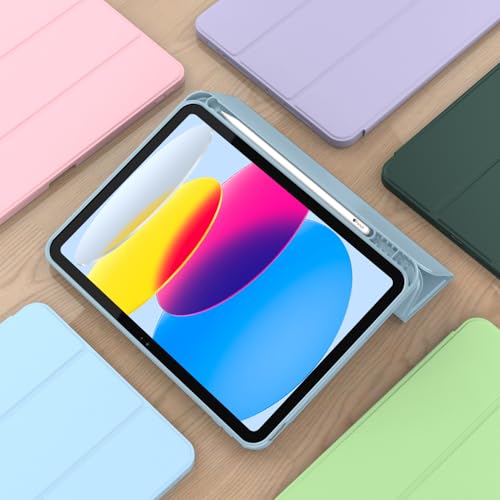 Image of ToaPoia Case for iPad (A16) 11 Inch 2025 /iPad 10th Generation 10.9 Inch 2022, Slim Trifold Stand Protective Cover with Pencil Holder and Soft TPU Back,Support Auto Sleep /Wake (Light Blue)