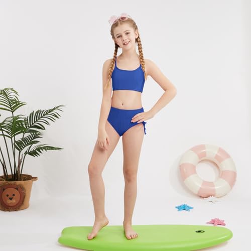 Image of Weixinbuy Girls Swimsuits Summer Bathing Suit for Teens Girls 2 Piece Bikini Set Solid Beach Swimsuit Swimwear for Girls