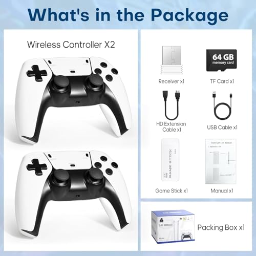 Image of (New 2025) Wireless Retro Game Console Stick 4K Stick with Built-in 23+ Emulators 20,000+ Games, 4k Hdmi Output & 2.4GHz Wireless Controller, Retro Game Emulators, Plug & Play TV Video Games-White