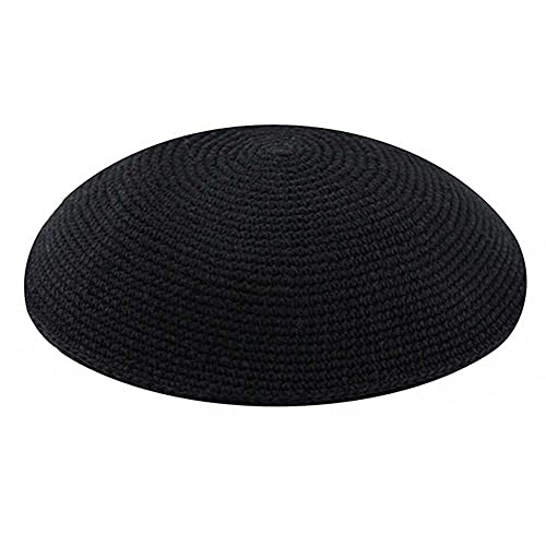 Zion Judaica Knit Quality Kippot With Imprint For Your Event Order Any Quantity (1Pc Imprinted, Black 18Cm Supreme Quality) #TOP4