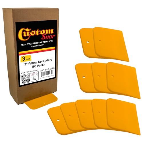 Custom Shop 3 Inch Plastic Body Filler Spreader Tools for Automotive Body Fillers (50 Pack) Putties Glazes Epoxy Resin Caulk Glues - Plastic Spreader Tool