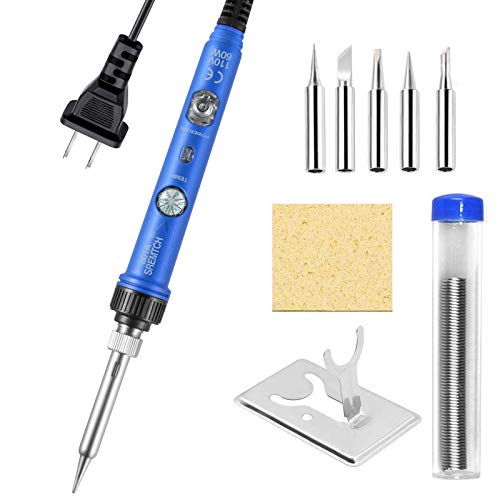 Electronics Soldering Iron Kit, SREMTCH 60W Adjustable Temperature Welding Tool,Soldering Gun with Fast Heating Ceramic Thermostatic Design, Solder Iron Kit with ON-Off Switch, 5pcs Soldering Tips