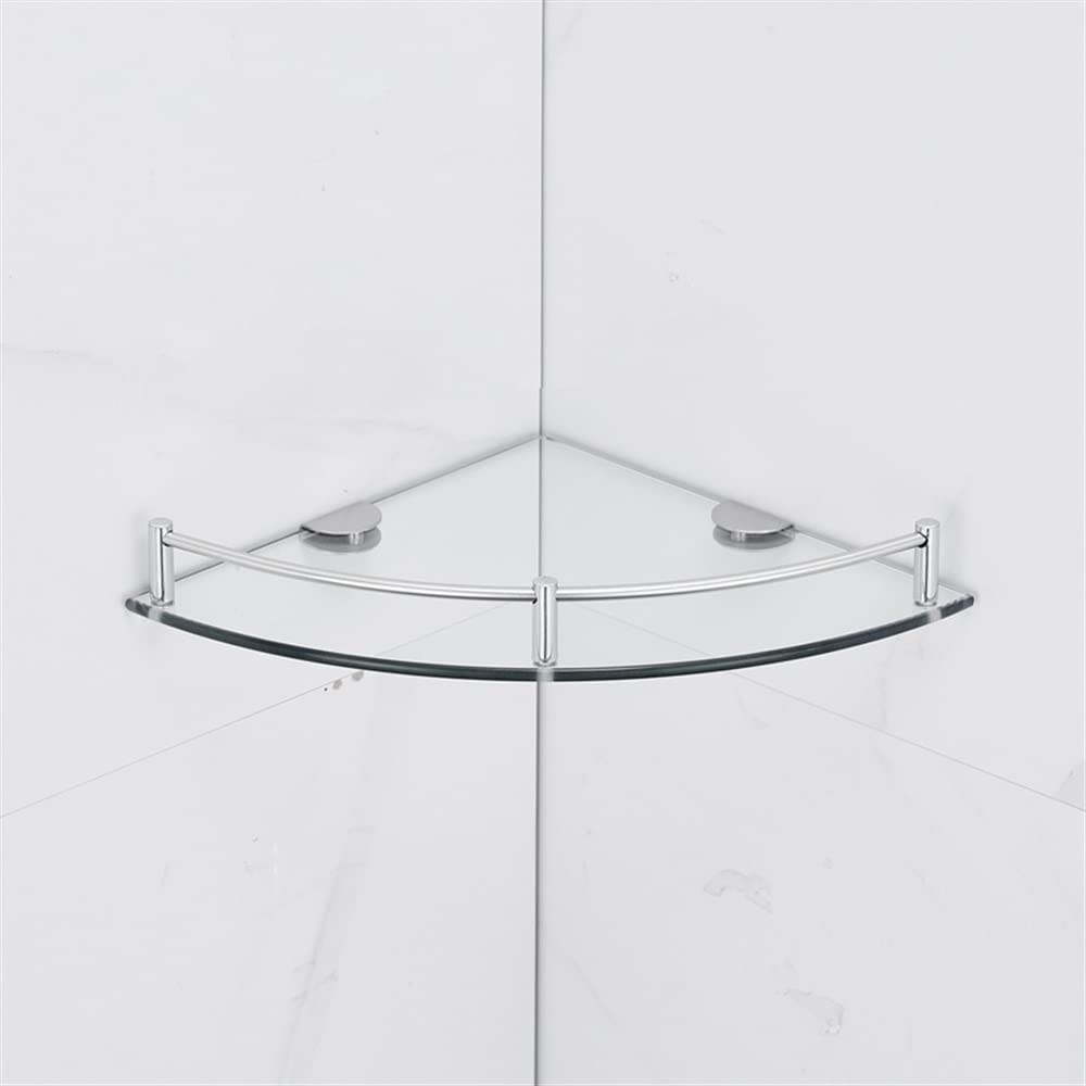 SaryEdge Corner Shower Caddy Bathroom Shelves Wall Mounted Tempered Glass Shelf for Stoshower Gel Soap Shampoo Storage Rack Kitchen Spice,