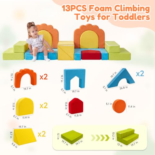 Image of Foam Climbing Toys for Toddlers, 13pcs Soft Play Climbing Blocks