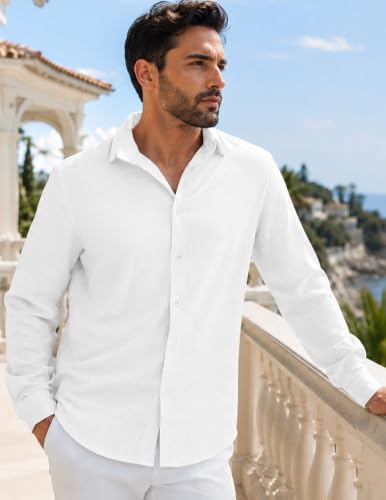 Men's Untucked Linen Long Sleeve Shirt for Church and Business Travel - image 3