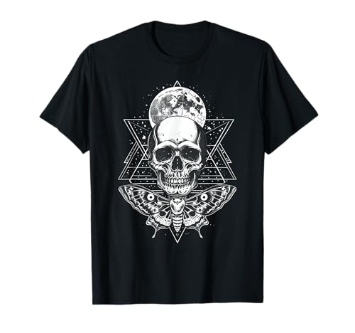 Skull Moth Moon Witchcraft Occult Gothic T-Shirt