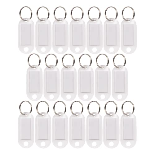 WINTEX Llaveros plastico con etiqueta - Set de 100x llavero identificador llaves - Etiquetas llaves personalizables para apartamentos casas oficina taller bicicleta - Blanco