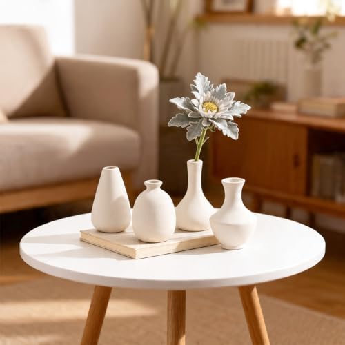 Jarrones de cerámica blanca para pintar con juego de 4 piezas mini para manualidades y hogar 6