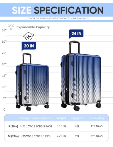 Image of Luggage Sets 2 Piece,PC+ABS Expandable Suitcases with Wheels