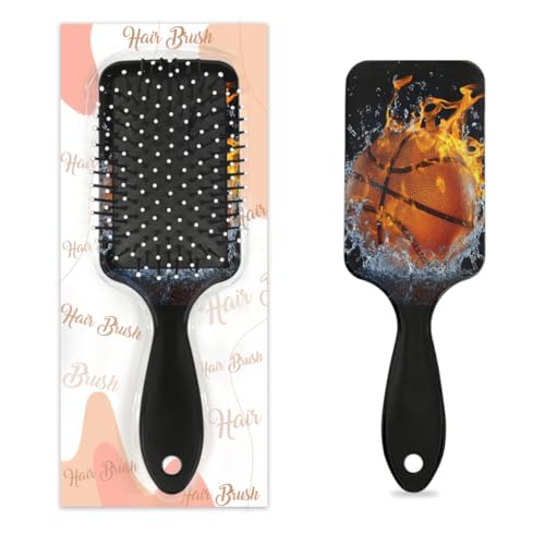 Cepillo para desenredar el pelo para mujeres y hombres, cepillo flexible de cerdas suaves (baloncesto de agua y fuego)