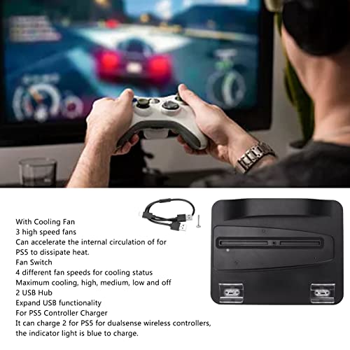 KOSDFOGE para PS5 Cooling Station 2 USB Hub Cooling Station Com Ventilador Silencioso para PS5 para