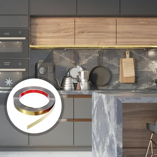 Moldura de pared de acero inoxidable autoadhesiva oro de 10m 6